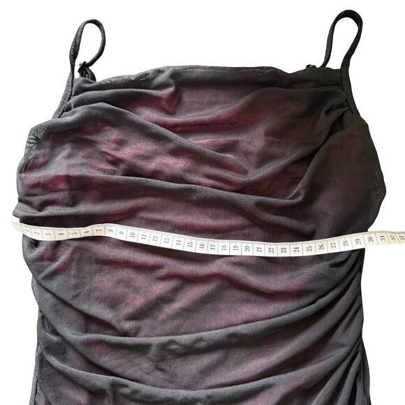 Black Red Mesh Overlay Cowl Neck Bodycon Maxi Dress Size XS - Picture 6 of 6